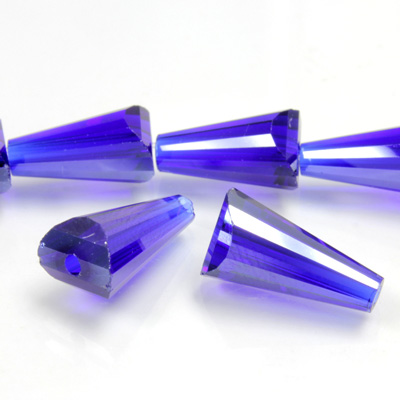 Chinese Cut Crystal Bead - Fancy Cone 16x8MM SAPPHIRE