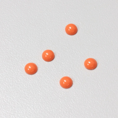 Plastic Flat Back Opaque Cabochon - Round 05MM BRIGHT TANGERINE