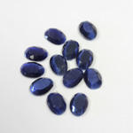 Fiber-Optic Flat Back Stone with Faceted Top and Table - Oval 07x5MM CAT'S EYE BLUE