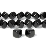 Czech Pressed Glass Bead - Cube with Diagonal Hole 12MM JET