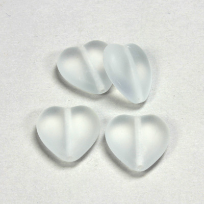 Czech Pressed Glass Bead - Smooth Heart 16x15MM MATTE CRYSTAL