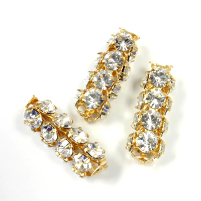 Preciosa Rhinestone Rondelle Crystal Tubes 20x7MM CRYSTAL/GOLD