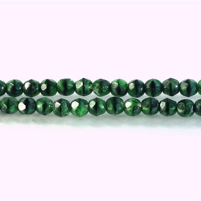 Czech Glass Fire Polish Bead - Round 04MM TIGEREYE GREEN