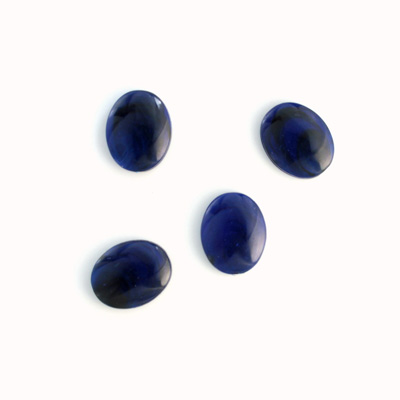 German Plastic Flat Back Buff Top Cabochon - Oval 10x8MM LAPIS MATRIX