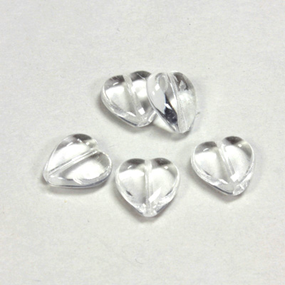 Czech Pressed Glass Bead - Smooth Heart 12x11MM CRYSTAL