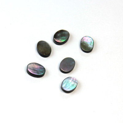 Shell Flat Back Flat Top Straight Side Stone - Oval 08x6MM BLACK TAHITI