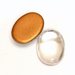 Glass Medium Dome Foiled Cabochon - Oval 25x18MM CRYSTAL