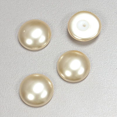 Glass Medium Dome Pearl Dipped Cabochon - Round 15MM CREME