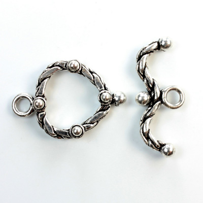 Toggle Clasp Lead Safe Fancy 20MM ANTIQUE SILVER PLATED