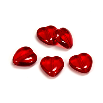 Czech Pressed Glass Bead - Smooth Heart 12x11MM RUBY