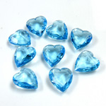 Glass Point Back Tin Table Cut (TTC) Unfoiled - Heart Shape 12x11MM AQUA