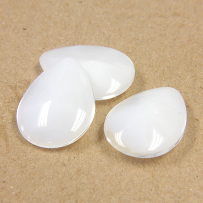 Glass Point Back Buff Top Stone Opaque Doublet - Pear 18x13MM WHITE MOONSTONE