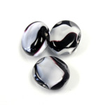 Glass Lampwork Bead - Round Coin 16MMBLACK WHITE 92174