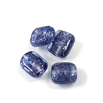 Glass Lampwork Bead - Octagon Smooth 12x10MM BLUE COPPER SILVER LINE 92187
