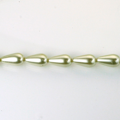 Czech Glass Pearl Bead - Pear 09x6MM LT OLIVE 70457