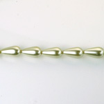 Czech Glass Pearl Bead - Pear 07x5MM LT OLIVE 70457