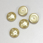 Glass Cabochon Baroque Top Pearl Dipped - Round 12MM LT OLIVE