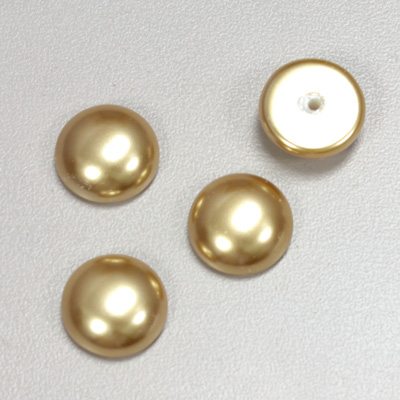 Glass Medium Dome Pearl Dipped Cabochon - Round 14MM GOLD