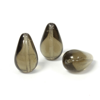 Czech Pressed Glass Bead - Smooth Pear 18x11MM BLACK DIAMOND