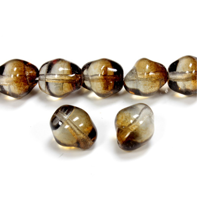 Czech Pressed Glass Bead - Baroque Oval 11x10MM BROWN-CRYSTAL 69012