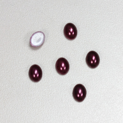 Glass Medium Dome Cabochon Pearl Spray Finish - Oval 08x6MM AMETHYST