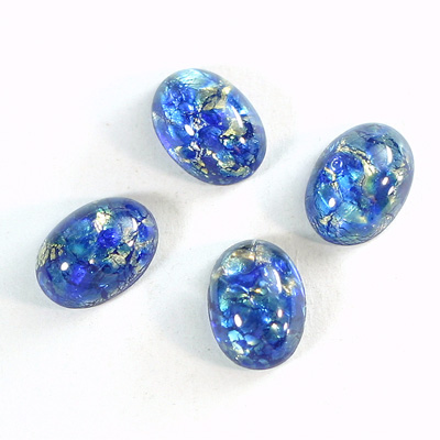 Glass Medium Dome Lampwork Cabochon - Oval 14x10MM SEA BLUE OPAL (02208)