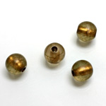 Plastic Bead - Bronze Lined Veggie Color Smooth Large Hole  Round 10MM MATTE OLIVE