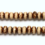 Czech Glass Fire Polish Bead - Rondelle Donut 07x4MM BEIGE with DIFFUSION