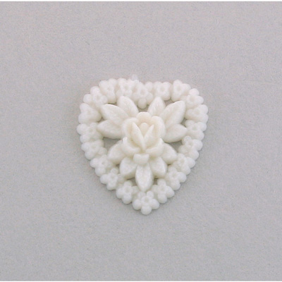 Plastic Carved Flower - Cluster Heart 18x16MM WHITE