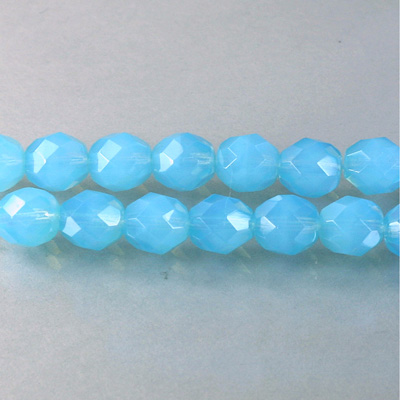 Czech Glass Fire Polish Bead - Round 08MM OPAL AQUA