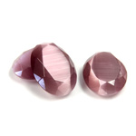 Fiber-Optic Flat Back Stone with Faceted Top and Table - Oval 18x13MM CAT'S EYE LT PURPLE