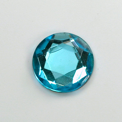 Glass Flat Back Rose Cut Fancy Foiled Stone - Round 18MM AQUA