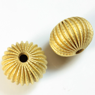 Brass Corrugated Bead - Fancy Dimpled Rondelle 18x14MM RAW