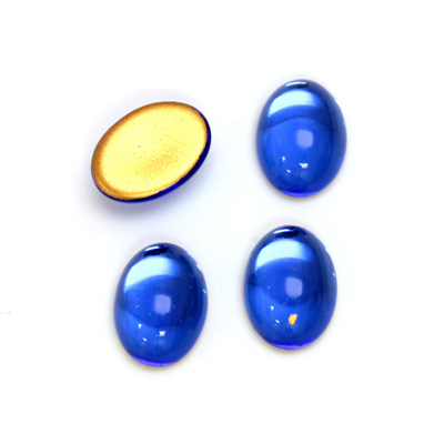 Glass Medium Dome Foiled Cabochon - Oval 14x10MM SAPPHIRE