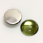 Plastic Flat Back Foiled Cabochon - Round 18MM OLIVINE