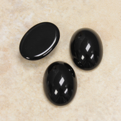 Glass Medium Dome Opaque Cabochon - Oval 18x13MM JET