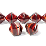 Czech Pressed Glass Bead - Smooth Bicone 15MM TIGEREYE RED