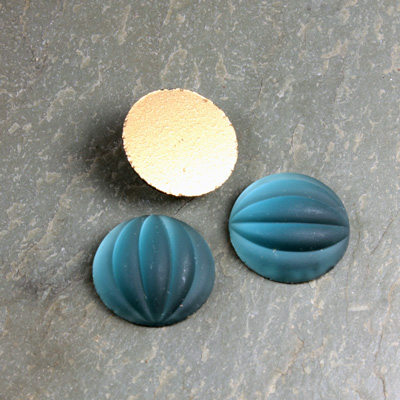 Glass Cabochon Ribbed Foiled - Round 15MM MATTE MONTANA