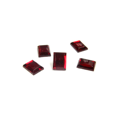 Glass Buff Top Foiled Cabochon - Cushion 08x6MM RUBY