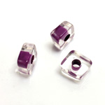 Plastic Bead - Color Lined Smooth Large Hole Square 6x12MM CRYSTAL PURPLE LINE