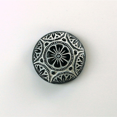 Glass Flat Back Mosaic Top Stone Round 18MM WHITE on BLACK