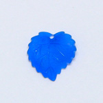 German Plastic Carved Leaf with Hole 16MM MATTE DARK SAPPHIRE