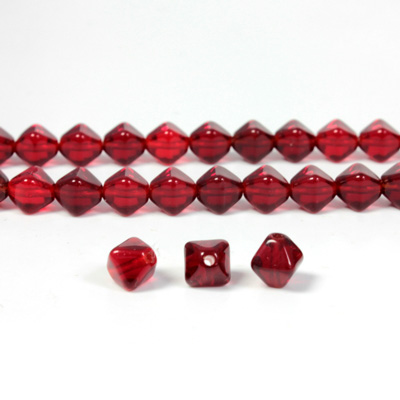 Czech Pressed Glass Bead - Smooth Bicone 06MM RUBY