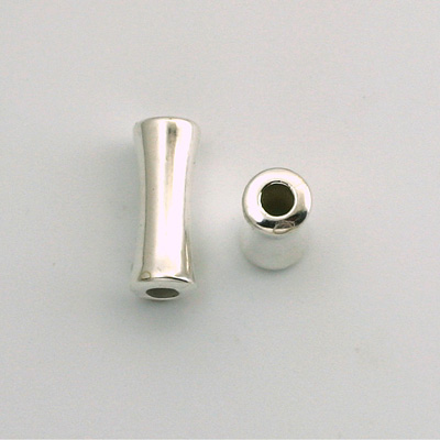 Metalized Plastic Bead - Hourglass Tube 16x7MM SILVER