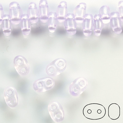 Preciosa Czech Glass 2-Hole Seed Bead - Twin 2.5x5MM CRYST- PearL LT PURPLE 08128 Strung