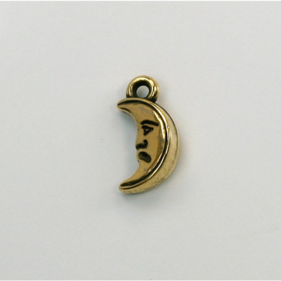 Metalized Plastic Pendant- Moon 16x8MM ANT GOLD