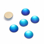 Glass Medium Dome Foiled Cabochon - Coated Round 09MM MATTE HELIO BLUE