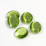 Fiber-Optic Flat Back Stone with Faceted Top and Table - Oval 12x10MM CAT'S EYE OLIVE