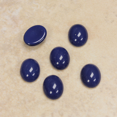 Glass Medium Dome Opaque Cabochon - Oval 10x8MM LAPIS BLUE