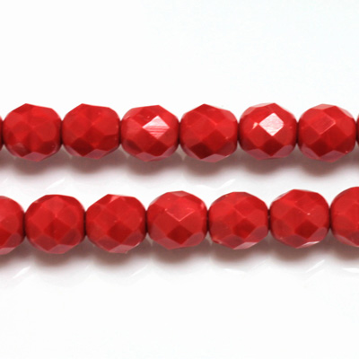 Czech Glass Fire Polish Bead - Round 08MM RED